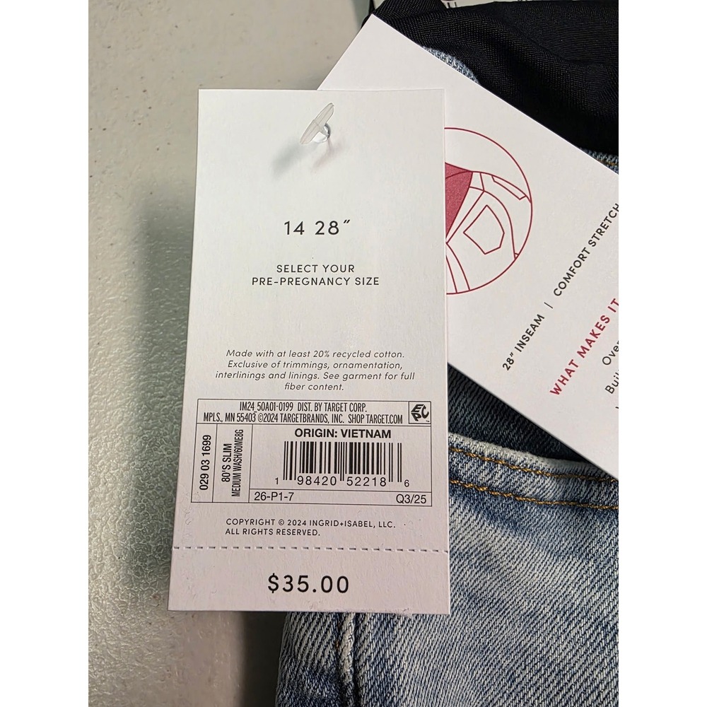 Isabel Maternity 80s Slim Distressed‎ Jeans Medium Wash Size 14 - Picture 3 of 8